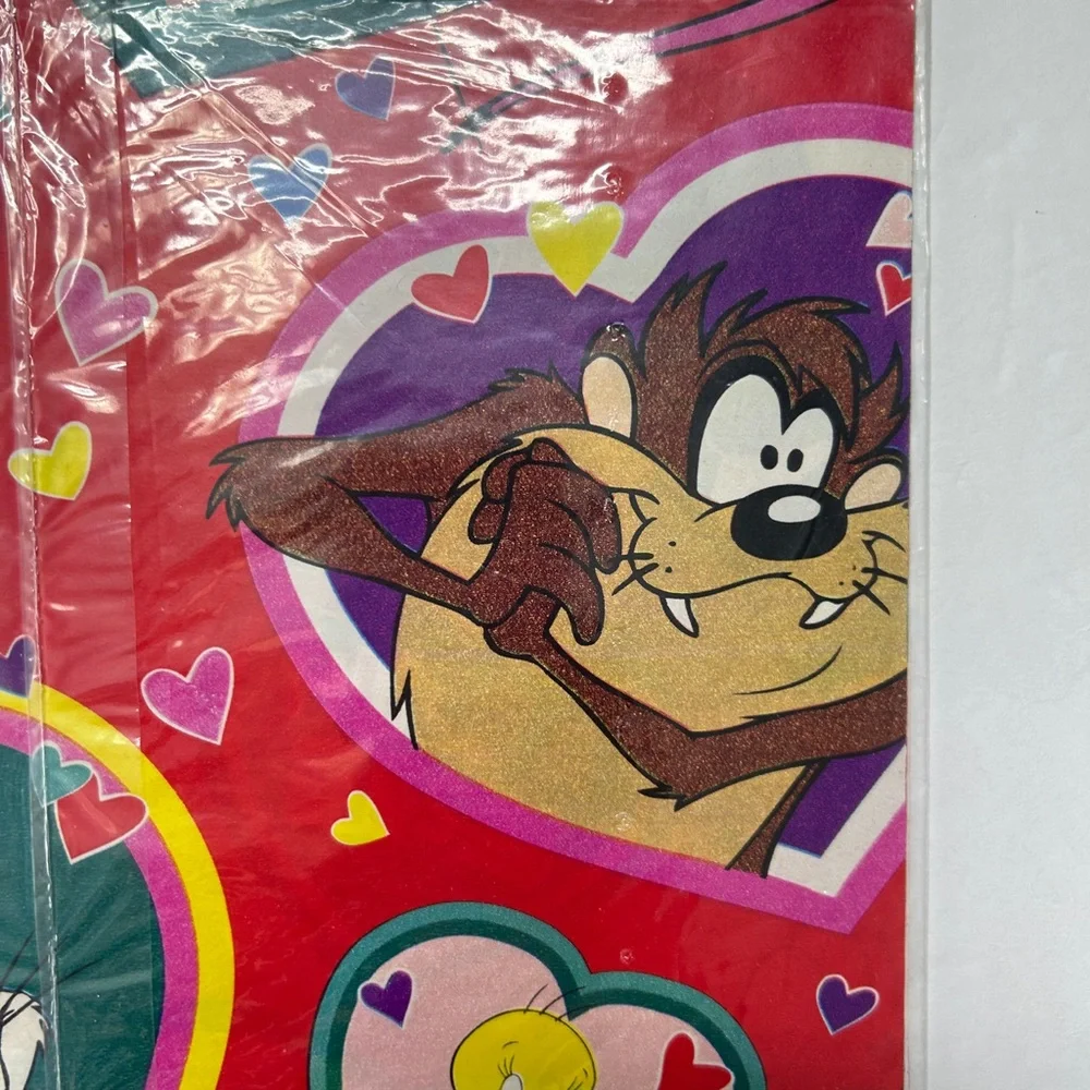 Vintage 90s Gift Wrap Looney Tones Square New Set of 3 Valentine's Day Theme